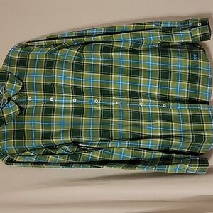 Talbots Men's Green and Blue Plaid Button Down Shirt